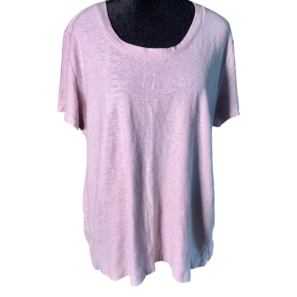 Time & Tru XL Lilac Glaze Slub Knit Scoop Neck T-Shirt Tee Minimalist Coquette